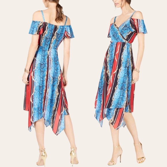 INC International Concepts Cold Shoulder Midi dress - 10 - Picture 1 of 5